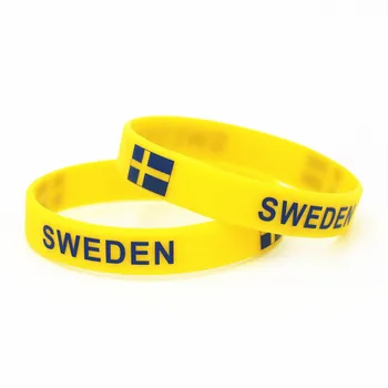  1БР Швеция Флаг на Страната Силикон Гривна Футбол Отбор по Футбол на Феновете Спортни Еластични Гумени Гривни, Гривни Превръзка SH240