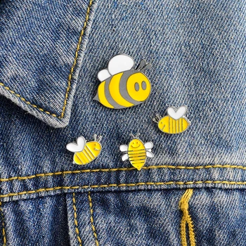  4 бр./компл. емайл игли животно се усмихва медоносная пчела насекомо брошка деним яке жени обтегач риза на иконата чанта отличителни бижута подарък за деца