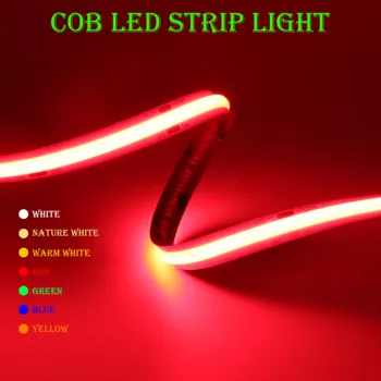  COB Led Светлина с Висока Плътност на Линейно Осветление 480/528 светодиода/m Гъвкава Лента Топъл Натурален Бял Червен Зелен Син Декор DC12 24V