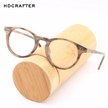  HDCRAFTE Дървени Рамки За Очила, Рамки За Очила При Късогледство, Мъжки И Женски Оптични Очила, Дървени Прозрачни Лещи, Кръгли Прости Очила За Четене