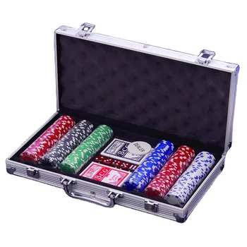  LANDER Преносим Texas Hold ' em Покер Чипове Настолна Игра 300 бр. Комплект 40 мм 11,5 грама от Пластмаса С 5 Кубчета 2 Покер Алуминиева Кутия За Хазарта