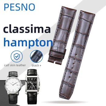  PESNO Подходящ за Baume & Mercier HAMPTON CLASSIMA 10597/10310 Каишки за часовници от телешка кожа, най-Горния слой на Кожени аксесоари
