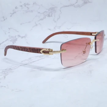  Trend продукт Мъжки Слънчеви Очила Марка Дизайнерски Обувки Дървени Слънчеви Очила Carter Рамки За Очила Квадратни Нюанси Без Рамки Gafas De Sol