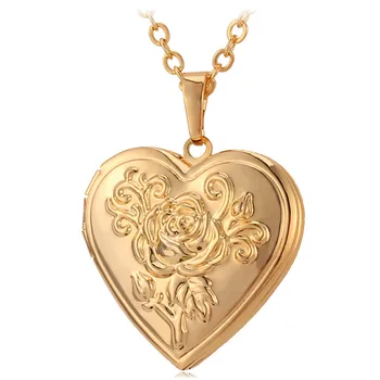  U7 Сърцето на Медальон Бижута Фоторамка Памет Романтичен Подарък за Любовта на Жената Сърцето Колие Подарък за Деня на Майката