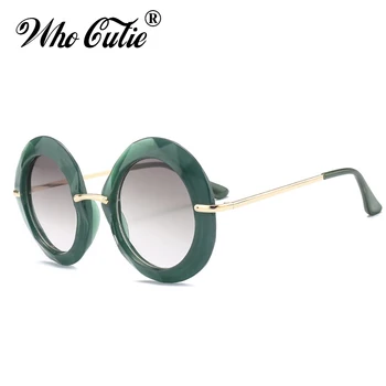  WHO CUTIE 2019 повече от Големи Кръгли Слънчеви Очила Дамски Луксозни Маркови Дизайнерски Реколта Ретро Зелени Очила Дамски Слънчеви Очила Нюанси OM567