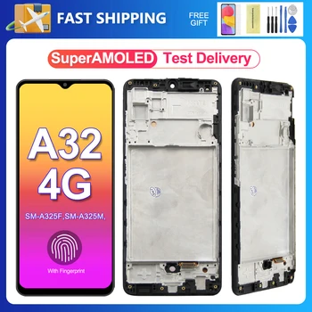  ААА + качествен AMOLED Дисплей За Samsung Galaxy A32 4G LCD Дисплей A325 A325F Сензорен Дисплей Дигитайзер, Монтаж на Резервни Части