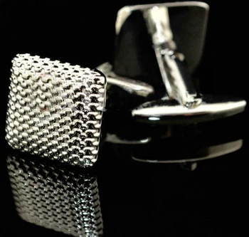  Безплатна доставка Сребърни копчета за Ръкавели сребърен цвят квадратен дизайн гореща разпродажба меден материал копчета за ръкавели търговия на едро и дребно