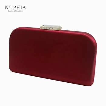  Вечерни Клатчи и вечерни чанти от Копринен Сатен и вечерна дамска чанта NUFIA New Book Shape Червено (Вино)