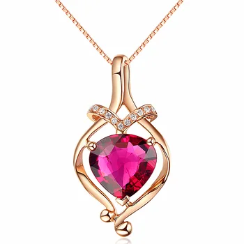  Във формата на сърце Рубин, Циркон Скъпоценни Камъни Медальон Бижута за Жени Сватба Сватбени Бижута Подарък на Едро