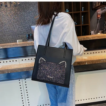  Дамски чанта от Корейска версия на Дамски чанти-тоут Ярък Cartoony Дизайн на Животните Голямата Голям Пазарска Чанта На Едно Рамо Чанта Чанта