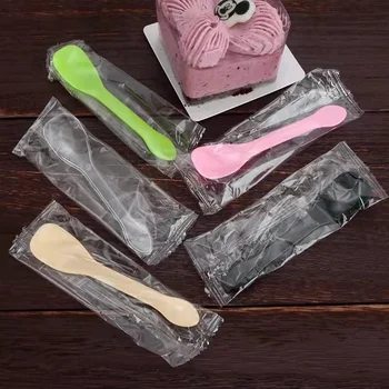  За еднократна употреба Лъжици 100/500/1000 БР Пластмаса Полипропилен Екологично чисти Пакетиран Лъжица За Сладолед в Индивидуална Опаковка Инструменти За лед