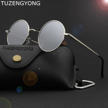  Марка TUZENGYONG Класически Кръгли Слънчеви Очила Мъжки Дамски Поляризирани Малки Метални Рамки за очила Ретро Steampunk Слънчеви Очила с UV400 Цвят