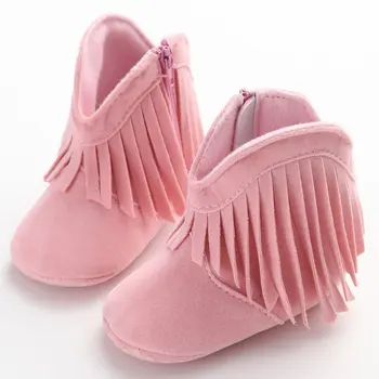  Мокасини За малки момичета, Обикновена Обувки с ресни, Обувки За Бебета, Мини Обувки с мека подметка, 0-1 година
