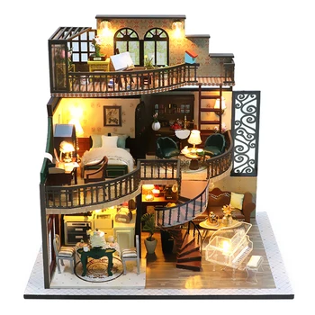  Недовършена 3D САМ Миниатюрен Куклена Къща Комплект Детски Занаяти САМ Играчки Коледен Подарък За Рожден Ден