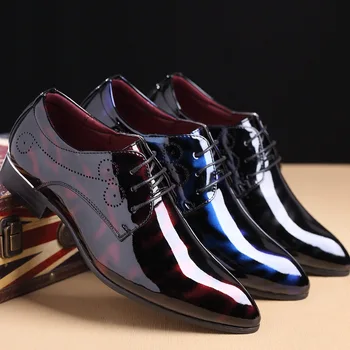  Нови мъжки Оксфордские обувки от лачена кожа, мъжки официални обувки Zapatos de hombre, бизнес и сватбени обувки с остри пръсти, c239