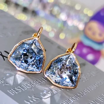  нови триъгълни обеци-карамфил от австрийския кристал, модни бижута за жени, сватбени декорации за ушите, най-добрият Коледен подарък