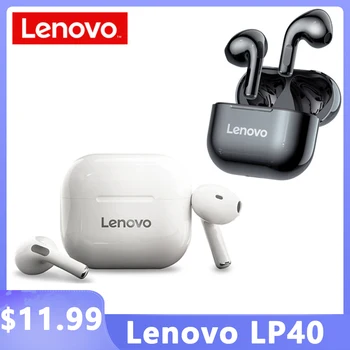  Оригинални Безжични Слушалки Lenovo LP40 TWS Bluetooth 5,0 С Двойно Стерео Шумопотискане Бас Докосване В Режим на дълги периоди на изчакване За вашия Телефон