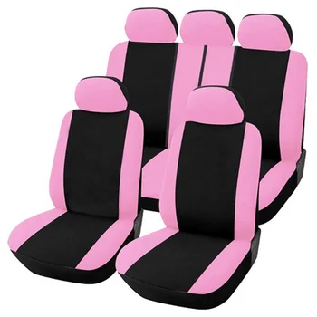  Полиестерна Тъкан Универсални Калъфи за столчета за автомобил за Жени Пълен Комплект Розова Бродерия на Пеперуда Универсален Подходящ За Повечето столчета за автомобил Нов Стил