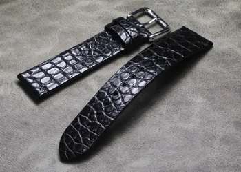  Ръчно изработени кожена каишка от крокодилска кожа с каишка за часовник Черен Гривна 16 мм, 18 мм, 19 мм и 20 мм и 21 мм, 22 мм Тънък разрез ретро каишка за часовник
