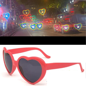  Слънчеви Очила с Форма на Сърце Любов, Дамски Слънчеви Очила Рамка За PC, Промяна на Светлината, Лещи Love Heart, Цветни Слънчеви Очила, Дамски Червени, Черни Нюанси