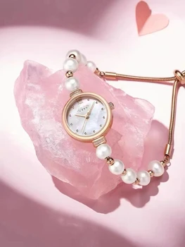  Тези Малки Перлени дамски часовници Julius, Японски Кварцов Часовник, Изискано Модно Рокля, Сватбена Гривна, Часовници за Рожден Ден за момиче, Подарък Кутия