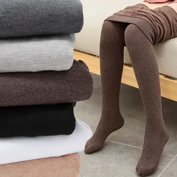 Чорапогащник за момичета на зимата, плътни Бебешки чорапи за малки момичета, Обикновен Детски чорапогащи, Дълги Памучни чорапи 90-135 см
